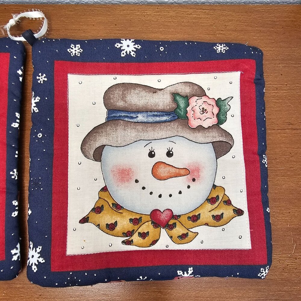Potholders Handmade Christmas Snowman Set of 2